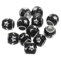 Enamel Zinc Alloy European Beads, Drum, platinum color plated, large hole lead & cadmium free Approx 5mm 