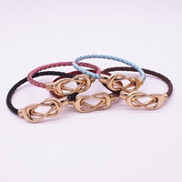 Unisex Bracelet, cuir de peau de vache, Alliage de zinc fermoir magnétique, Placage de couleur d'or, unisexe, plus de couleurs à choisir Environ 6.7 pouce, Vendu par brin