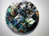 Abalone Muschel Anhänger, Seeohr Muschel, Münze, natürlich, Mosaik, 40mm, verkauft von PC