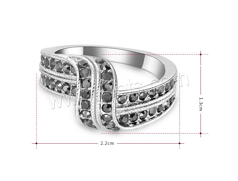 Newegg® Bague, alliage de zinc, Plaqué de platine, normes différentes pour le choix & pour femme & avec strass, 22x13mm, Vendu par PC