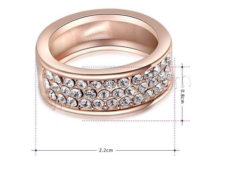 Newegg® Bague, alliage de zinc, Plaqué d'or rose, normes différentes pour le choix & pour femme & avec strass, 8x22mm, Vendu par PC