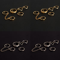 Zink-Legierung Ring Set, Zinklegierung, plattiert, mit Strass, keine, frei von Blei & Kadmium, 13-16mm, Größe:1.5-6, 5PCs/setzen, verkauft von setzen