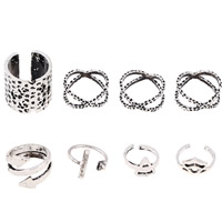 Zink-Legierung Ring Set, Zinklegierung, antik silberfarben plattiert, frei von Blei & Kadmium, 13-16mm, Größe:1.5-6, 8PCs/setzen, verkauft von setzen