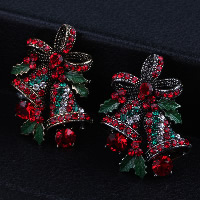 Broche Joyería Navidad, aleación de zinc, Cascabel de Navidad, chapado, Joyas de Navidad & con diamantes de imitación, más colores para la opción, libre de níquel, plomo & cadmio, 27mm, Vendido por UD