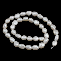 Perles nacres baroques de culture d'eau douce , perle d'eau douce cultivée, naturel, blanc, 8-9mm Environ 0.8mm Environ 14.2 pouce, Vendu par brin