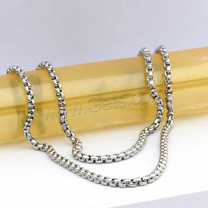 Stainless Steel Chain Necklace, different size for choice & box chain, original color, Length:Approx 17.5 Inch, Sold By Strand