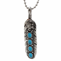 Pendentifs en titane, Acier titane, avec turquoise synthétique, forme de plume, noircir Environ 3-5mm, Vendu par PC