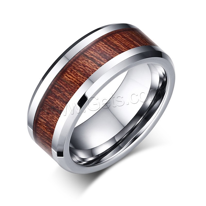 Men Tungsten Steel Ring in Bulk, with Paper, imitation wood & different size for choice & for man, original color, 8mm, Sold By PC