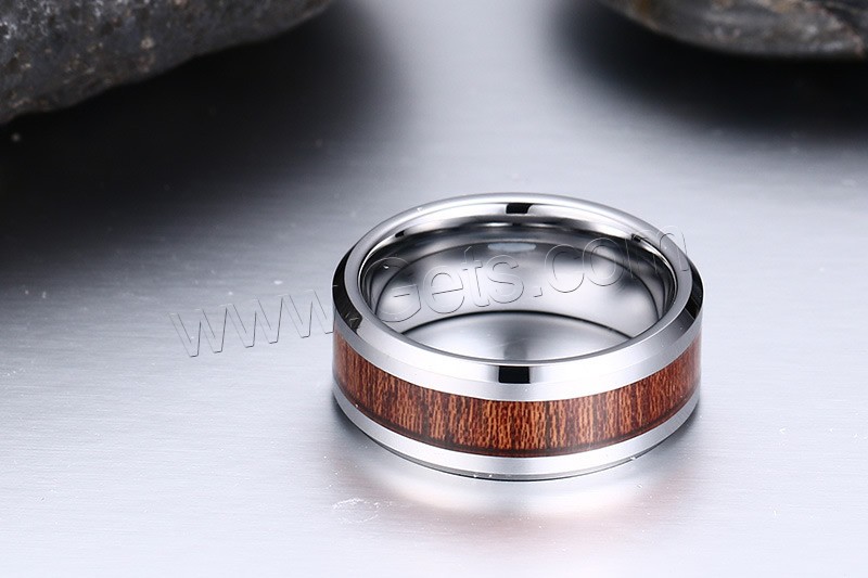 Men Tungsten Steel Ring in Bulk, with Paper, imitation wood & different size for choice & for man, original color, 8mm, Sold By PC