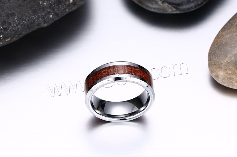 Men Tungsten Steel Ring in Bulk, with Paper, imitation wood & different size for choice & for man, original color, 8mm, Sold By PC