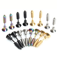 Joyería de Piercing de nariz de acero inoxidable, Tornillo, chapado, más colores para la opción, 25x7mm, 6PCs/Bolsa, Vendido por Bolsa