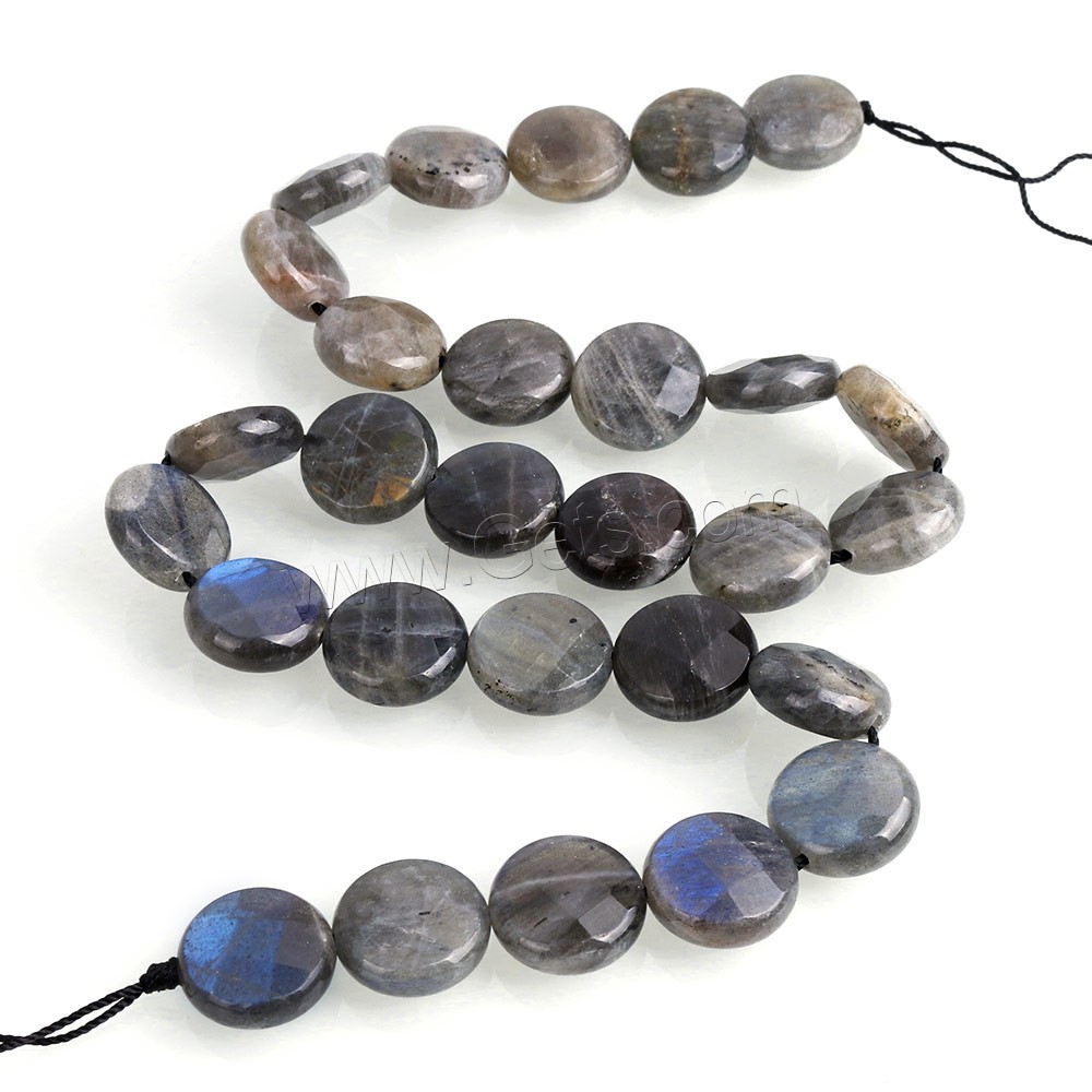 Perles en labradorite, Plat rond, naturel, normes différentes pour le choix & facettes, Trou:Environ 1-1.5mm, Longueur:Environ 15.5 pouce, Vendu par brin