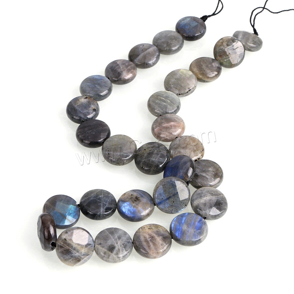 Perles en labradorite, Plat rond, naturel, normes différentes pour le choix & facettes, Trou:Environ 1-1.5mm, Longueur:Environ 15.5 pouce, Vendu par brin