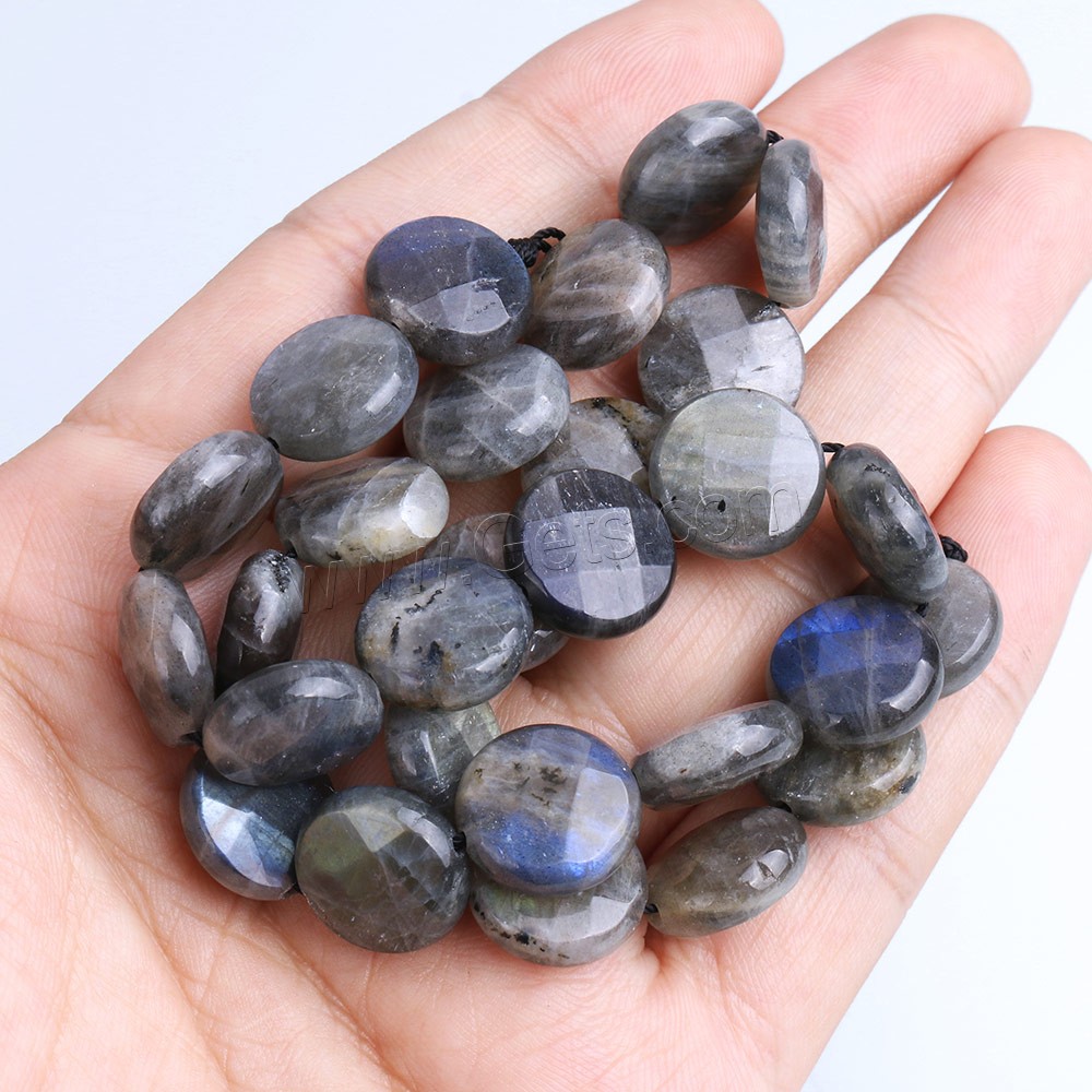 Perles en labradorite, Plat rond, naturel, normes différentes pour le choix & facettes, Trou:Environ 1-1.5mm, Longueur:Environ 15.5 pouce, Vendu par brin