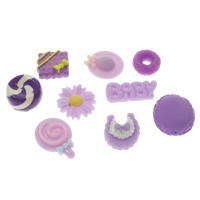 Fashion Resin Cabochons, flat back & mixed, purple - 