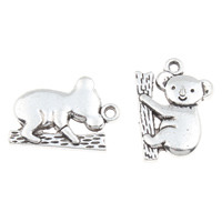 Colgantes Animales de Aleación de Zinc, Koala, chapado en color de plata antigua, libre de plomo & cadmio, 14x19x2.5mm, agujero:aproximado 1.5mm, 100T/Bolsa, Vendido por Bolsa