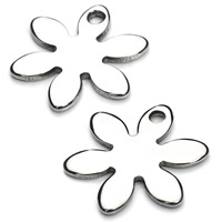 Edelstahl Blume Anhänger, originale Farbe, 17mm, Bohrung:ca. 2mm, 20PCs/Tasche, verkauft von Tasche