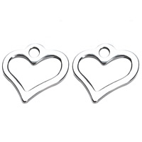 Stainless Steel Heart Pendants, original color Approx 2mm 