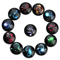 Time Gem Cabochon, Glass, Flat Round, Zodiac symbols jewelry & time gem jewelry & mixed pattern & flat back & decal 