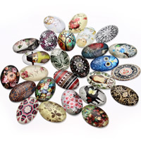 Time Gem Cabochon, Glass, Flat Oval, time gem jewelry & mixed pattern & flat back & decal 