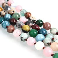 pierre gemme goutte, Rond, naturel, longueur différente pour le choix, 8mm Environ 1mm, Vendu par brin