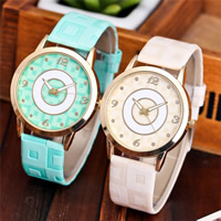 Reloj de Pulsera de mujeres, Cuero de PU, con dial de aleación de cinc & Vidrio, movimiento chino, acero inoxidable hebilla, chapado en color dorado, ajustable & para mujer, más colores para la opción, 33mm, longitud:aproximado 9.5 Inch, Vendido por UD