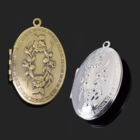 Brass Locket Pendants, Flat Oval, plated lead & cadmium free Approx 1-2mm 