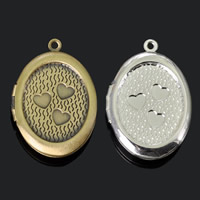 Brass Locket Pendant Cadre, laiton, ovale plat, Placage, plus de couleurs à choisir, sans plomb et cadmium Environ 1-2mm, Vendu par PC