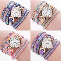 Reloj Wrap, Pana, con Vidrio & Perlas plásticas & aleación de zinc, movimiento chino, chapado en color dorado, ajustable & para mujer & con diamantes de imitación & 2-sarta, más colores para la opción, 20mm, longitud:aproximado 15.7 Inch, Vendido por Sarta