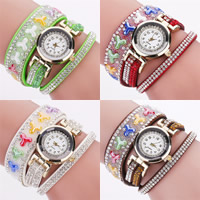 Reloj Wrap, Pana, con Vidrio & resina & aleación de zinc, movimiento chino, chapado en color dorado, ajustable & para mujer & con diamantes de imitación & 2-sarta, más colores para la opción, 25mm, 20mm, longitud:aproximado 15.7 Inch, Vendido por Sarta