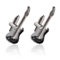 Zinc Alloy Cufflinks, Guitar, silver color plated, for man & enamel, nickel, lead & cadmium free 