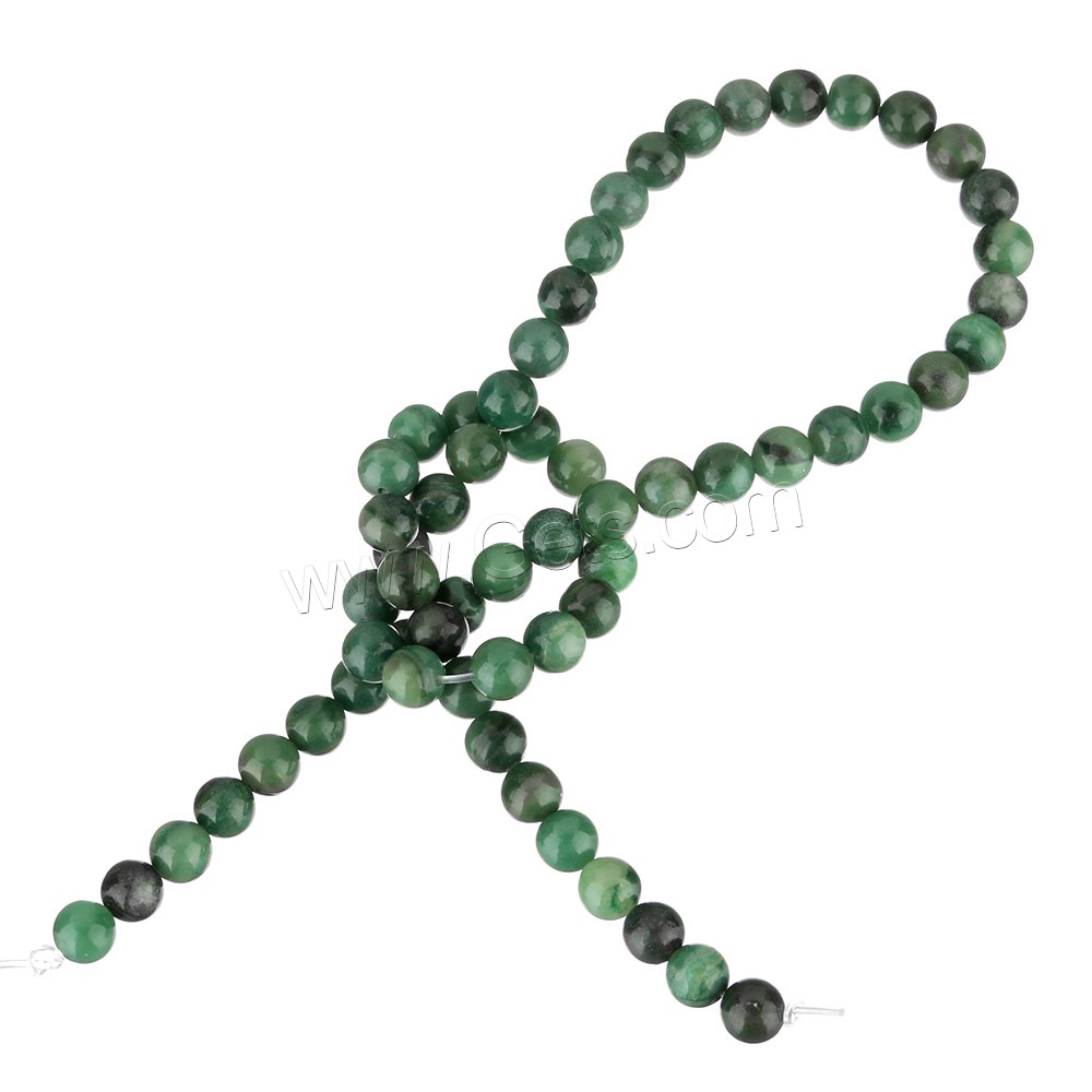 Jade africain, Rond, naturel, normes différentes pour le choix, grade A, Trou:Environ 1mm, Longueur:Environ 15.5 pouce, Vendu par brin
