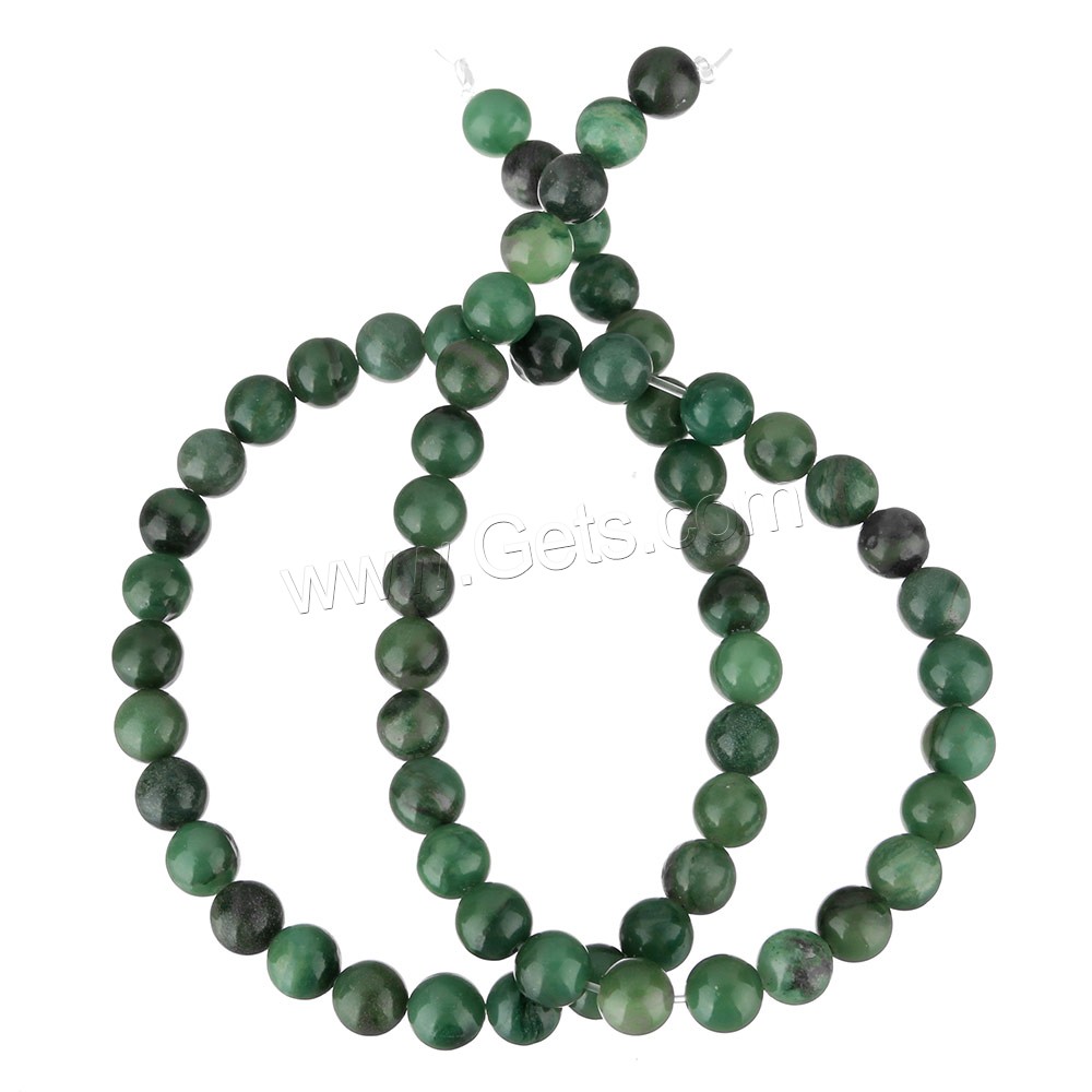 Jade africain, Rond, naturel, normes différentes pour le choix, grade A, Trou:Environ 1mm, Longueur:Environ 15.5 pouce, Vendu par brin