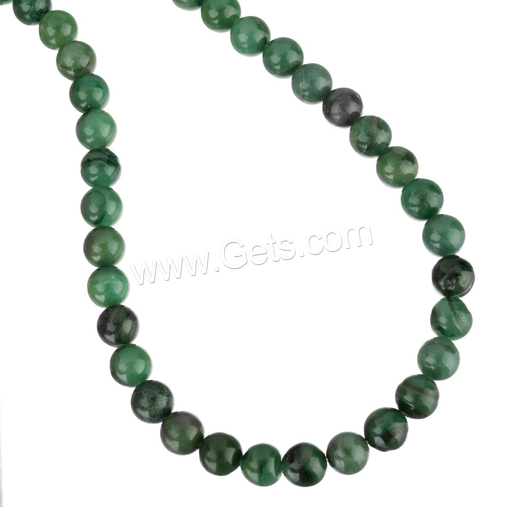 Jade africain, Rond, naturel, normes différentes pour le choix, grade A, Trou:Environ 1mm, Longueur:Environ 15.5 pouce, Vendu par brin