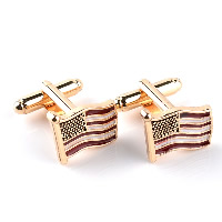 Zinc Alloy Cufflinks, Flag, gold color plated, for man & enamel 