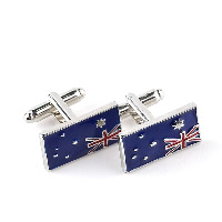 Zinc Alloy Cufflinks, Flag, silver color plated, for man & enamel 