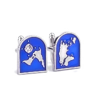 Zinc Alloy Cufflinks, silver color plated, for man & enamel 