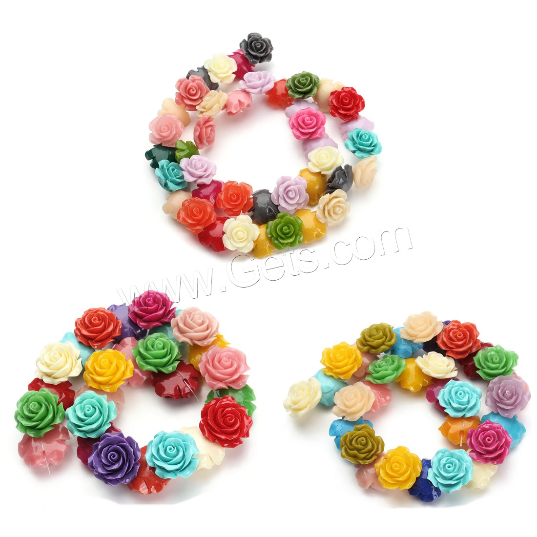 Natural Coral Beads, Resin, Flower, imitation coral & different size for choice, mixed colors, Hole:Approx 1mm, Length:Approx 15.5 Inch, Sold By Strand