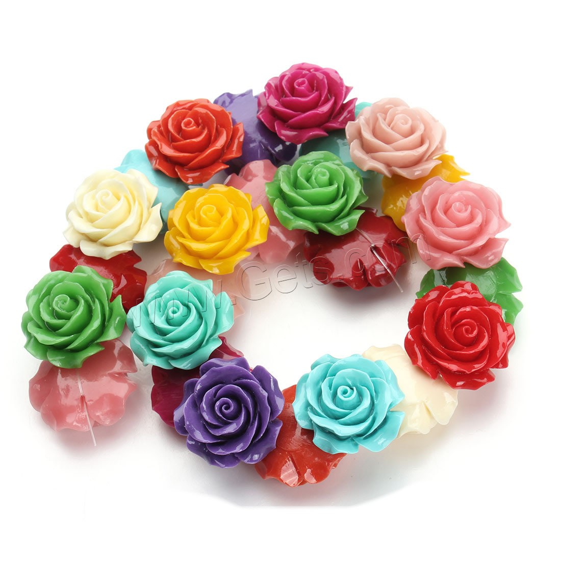 Natural Coral Beads, Resin, Flower, imitation coral & different size for choice, mixed colors, Hole:Approx 1mm, Length:Approx 15.5 Inch, Sold By Strand