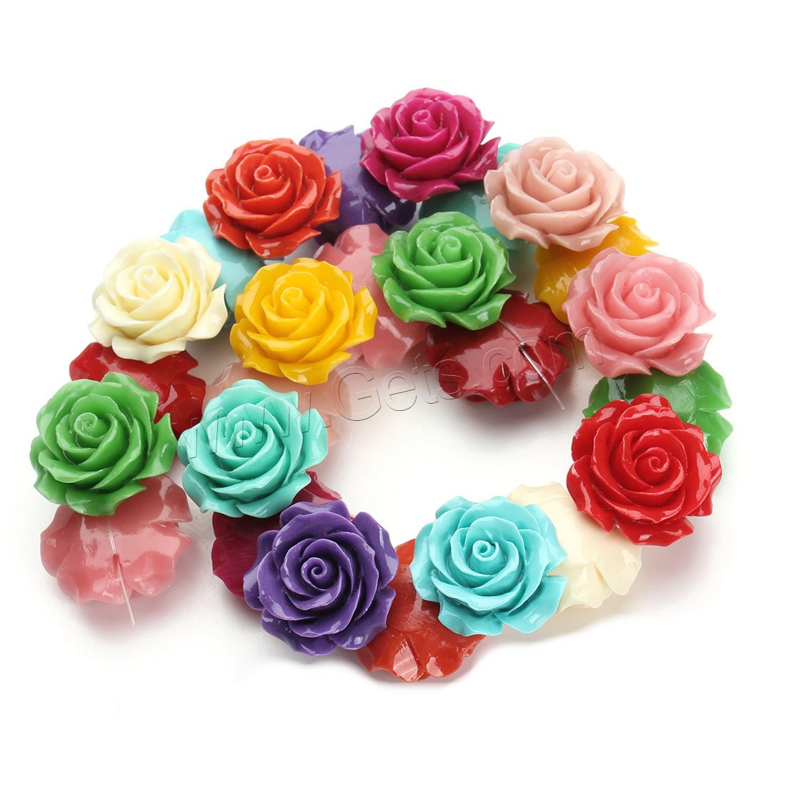 Natural Coral Beads, Resin, Flower, imitation coral & different size for choice, mixed colors, Hole:Approx 1mm, Length:Approx 15.5 Inch, Sold By Strand