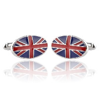 Zinc Alloy Cufflinks, Flat Oval, silver color plated, for man & enamel 