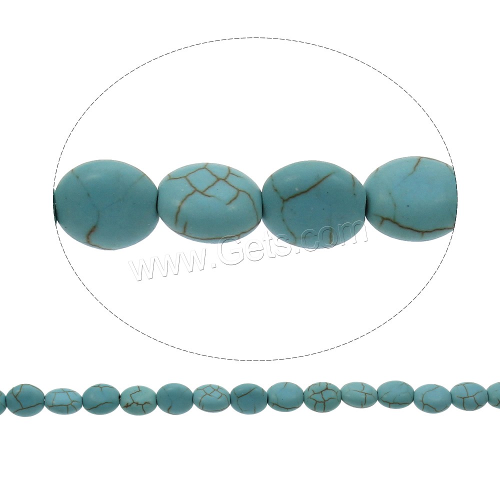 Synthetic Turquoise Beads, Flat Oval, different size for choice, blue, Hole:Approx 1mm, Length:Approx 15.5 Inch, Sold By Strand