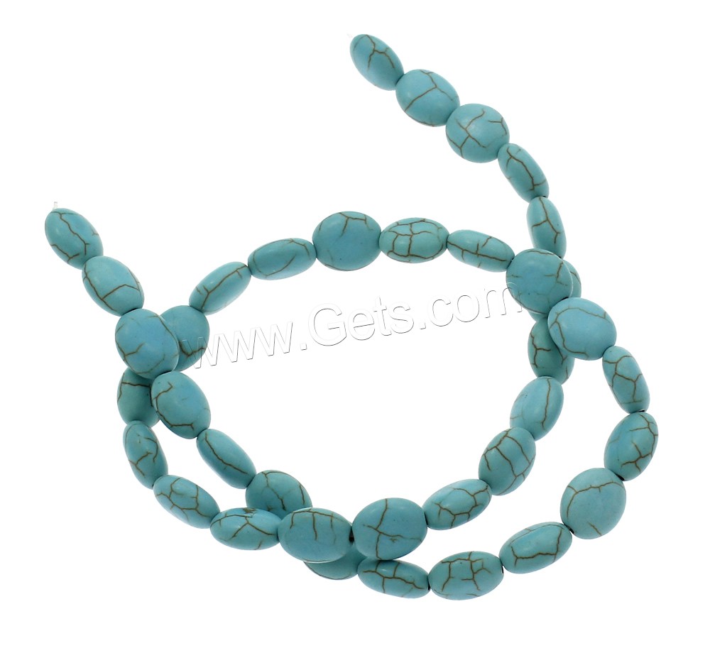 Synthetic Turquoise Beads, Flat Oval, different size for choice, blue, Hole:Approx 1mm, Length:Approx 15.5 Inch, Sold By Strand