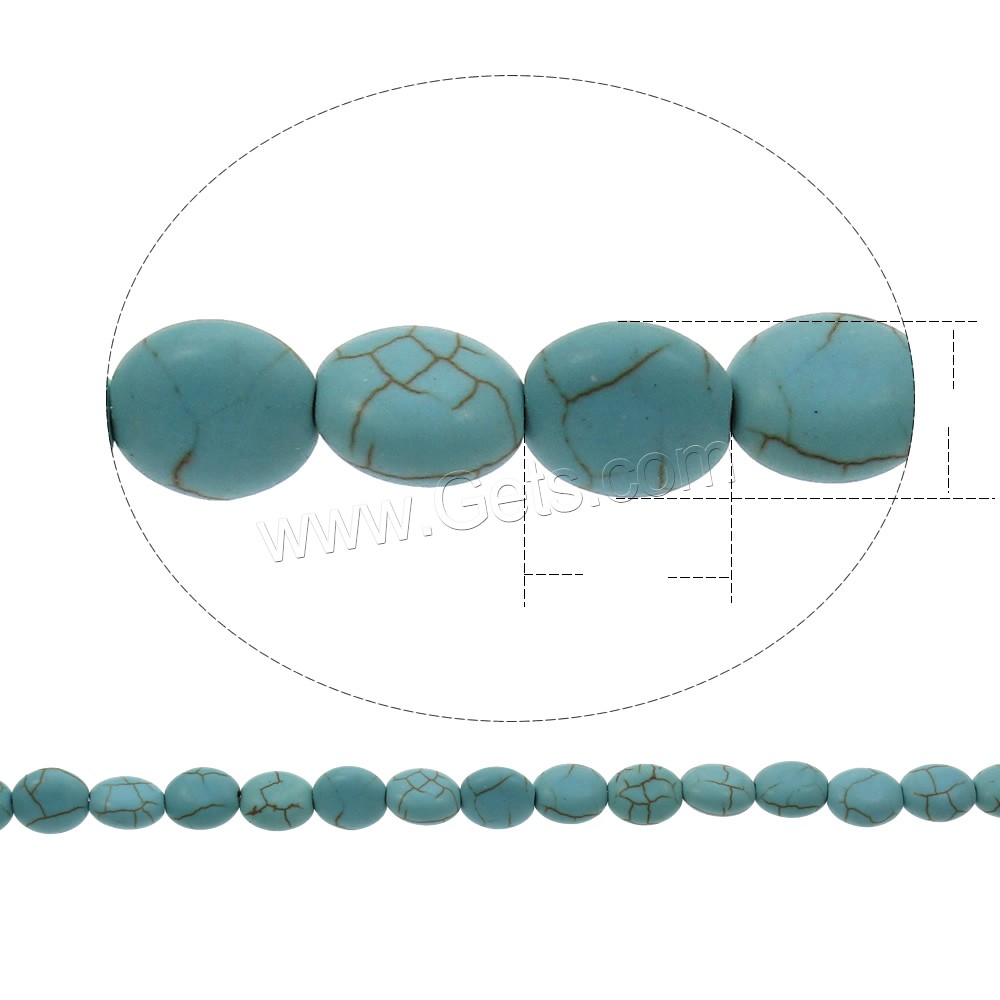 Synthetic Turquoise Beads, Flat Oval, different size for choice, blue, Hole:Approx 1mm, Length:Approx 15.5 Inch, Sold By Strand