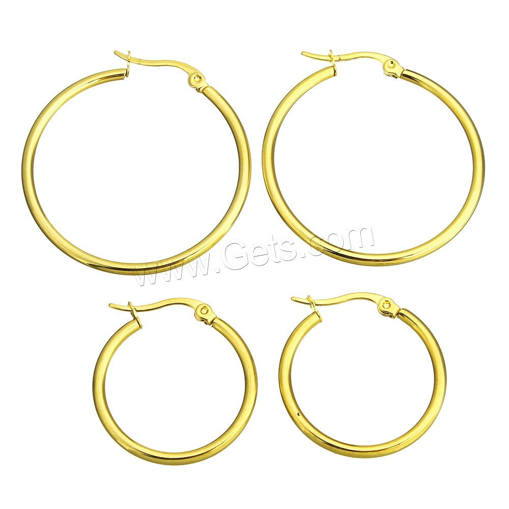 Boucle d'oreille en acier inoxydable Hoop, Placage de couleur d'or, normes différentes pour le choix, Vendu par paire