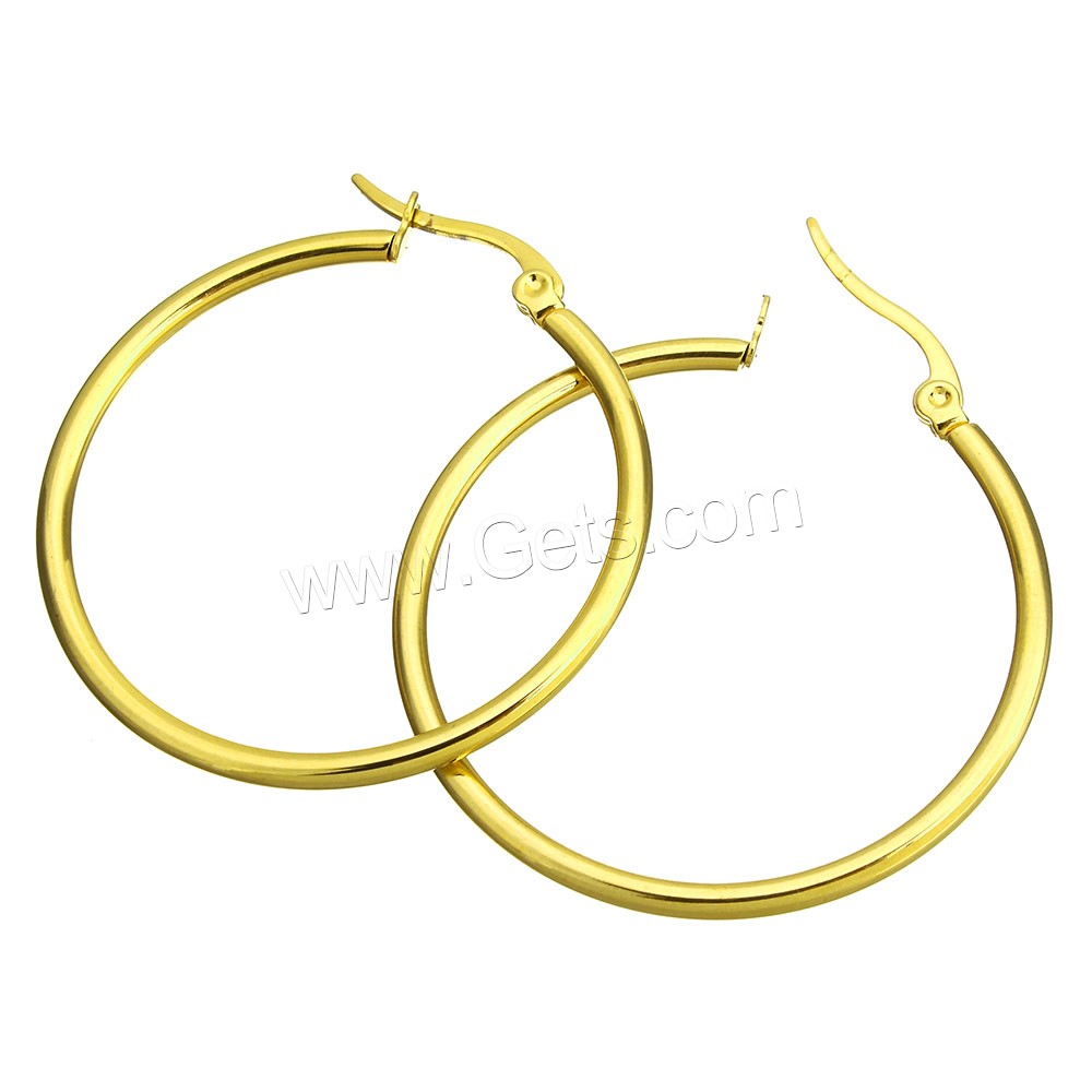 Boucle d'oreille en acier inoxydable Hoop, Placage de couleur d'or, normes différentes pour le choix, Vendu par paire