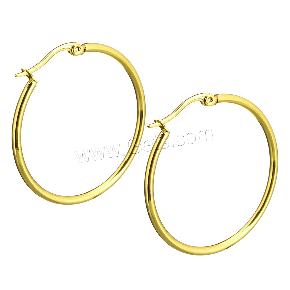 Boucle d'oreille en acier inoxydable Hoop, Placage de couleur d'or, normes différentes pour le choix, Vendu par paire