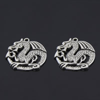 Zinc Alloy Animal Pendants, Dragon, antique silver color plated, lead & cadmium free Approx 1-1.5mm 