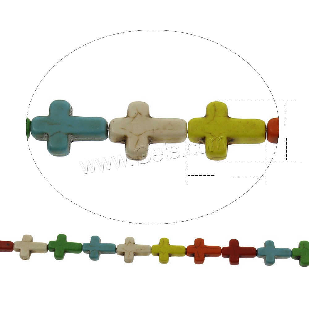 合成のターコイズ ビーズ, 合成トルコ石, クロス, 異なるサイズの選択, ミックスカラー, 穴:約 1mm, 長さ:約 15.5 インチ, 売り手 ストランド