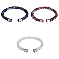 strass bracelet manchette, avec alliage de zinc, Placage, pour femme, plus de couleurs à choisir, Diamètre inté Environ 51mm Environ 6.29 pouce, Vendu par PC